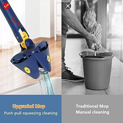 Flexible squeezing triangle cleaning mop